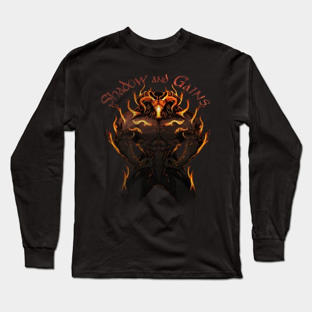 Balrog - Shadow and Gains - Distressed Long Sleeve T-Shirt by Actualsuperhero
